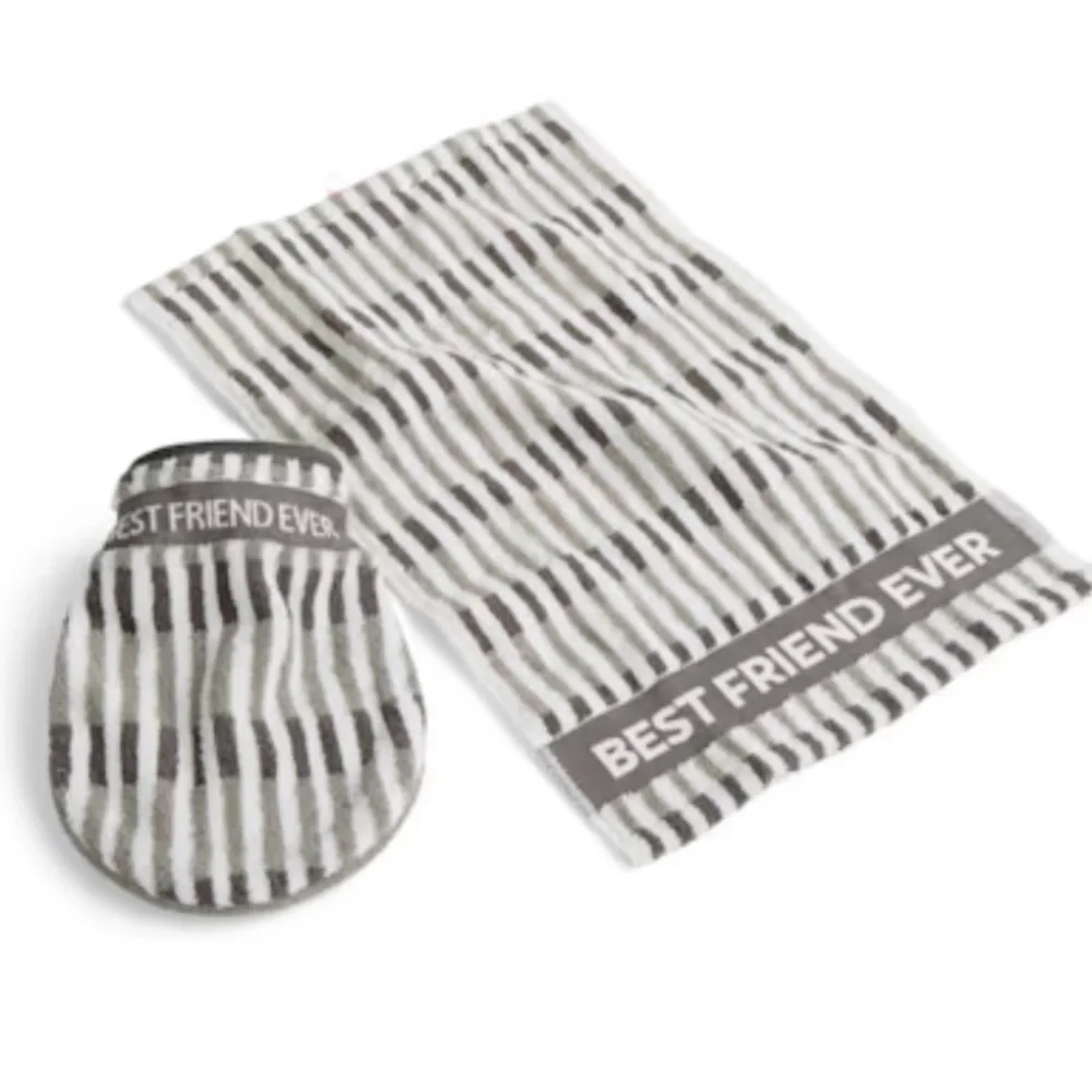 Reddy Gray Drool Mitt & Towel Set for Dogs NEW